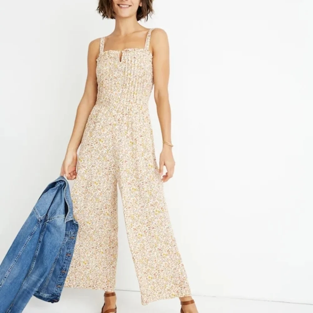 Madewell Pintuck Cami Jumpsuit in Blossoming Vines Floral Wide Leg - 8 - Picture 1 of 16